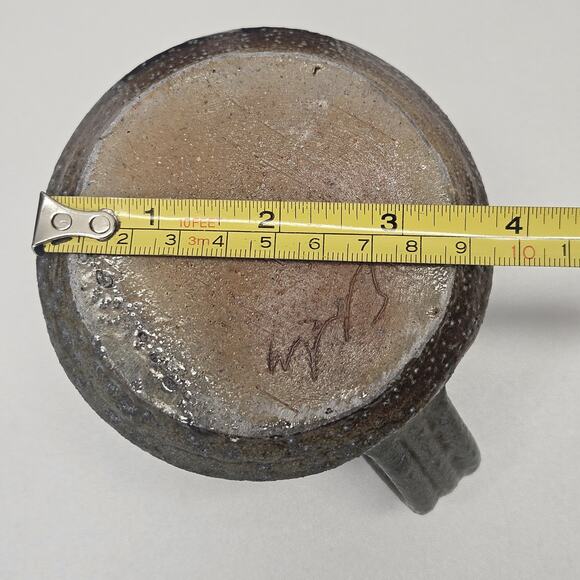 Vintage Studio Pottery Set of 4 Small Glazed Stoneware Mugs 4" Signed Coffee Mug - Picture 6 of 7